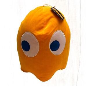 Pac Man Clyde the Orange Ghost, Large 13" Stuffed Plush Toy Factory- NEW, W/TAGS